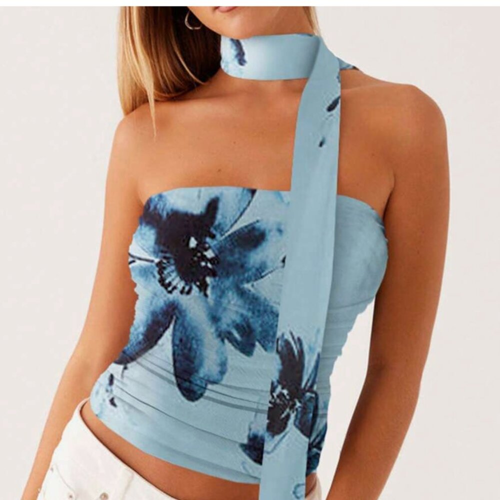 Shein y2k tube top with neck scarf